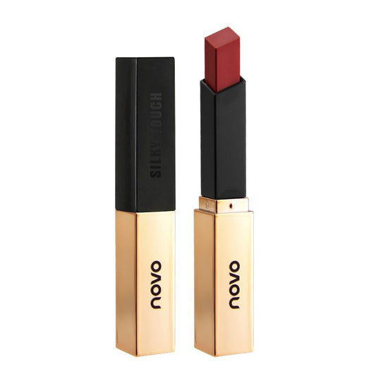 Makeup NOVO5266 Retro Square Tube Small Gold Bar Lipstick Matte Moisturizing Pure Red Color Hot Lipstick