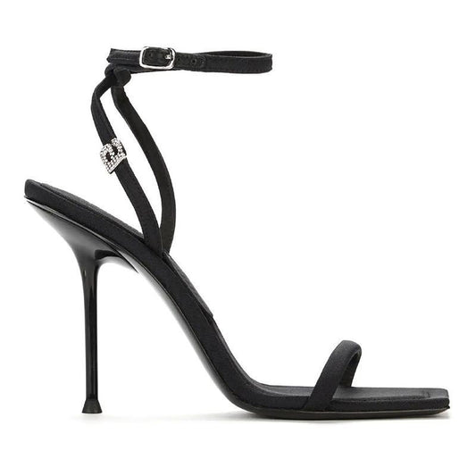 2023 Women's New High Heels Design Sense Niche Temperament Socialite French Sexy Black Strap Sandals Women's Summer