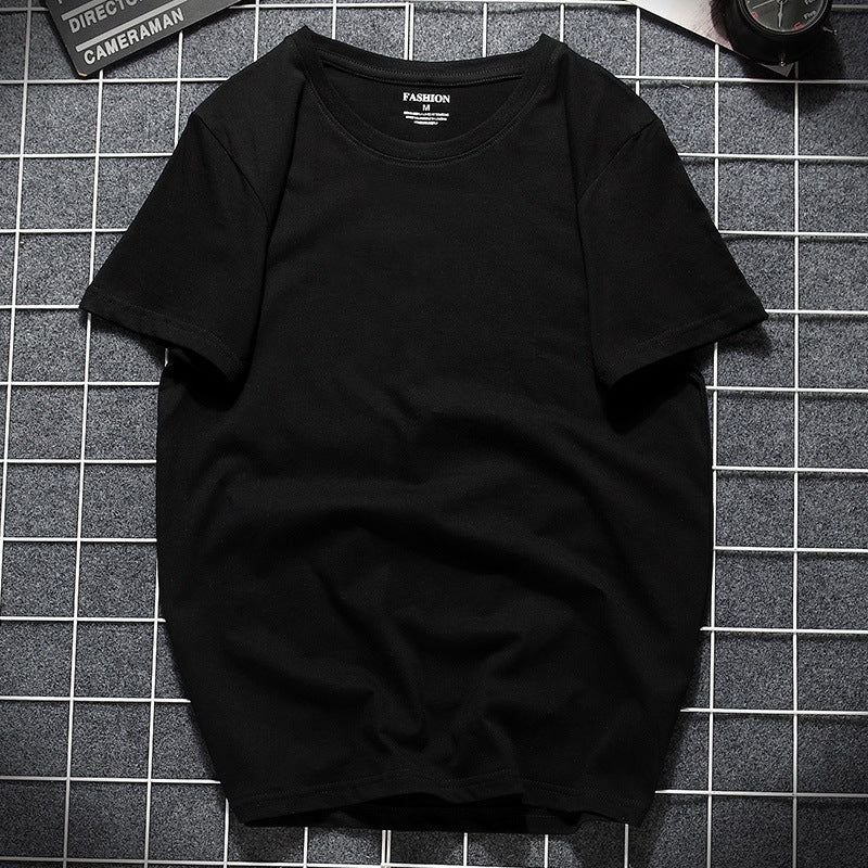 Short-sleeved Men T-shirt 2023 Summer New Pure Cotton Solid Color Shirt Men's And Women's Shirt Black Half-sleeved Clothes