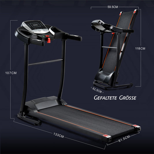 Foldable Treadmill for Home, Running Exercise Equipment with Kinomap App, USB Bluetooth and AUX Connectivity, LED Display, Black