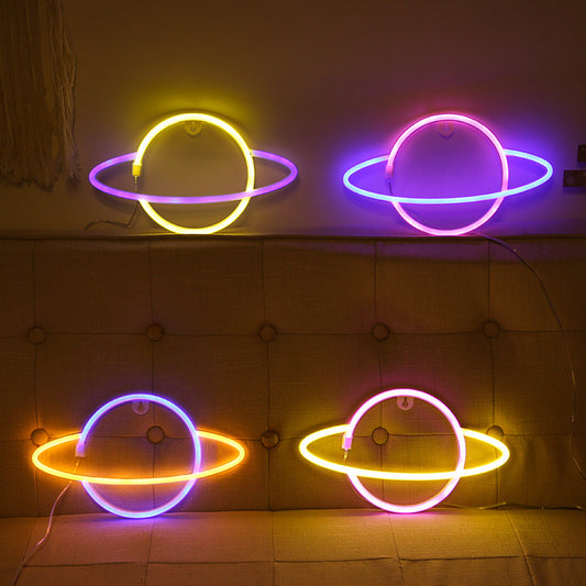 Cross-border Hot Ins New LED Planet Neon Cosmic Stylish Lamp Bedroom Ornaments Internet Celebrity Decorative Night Light