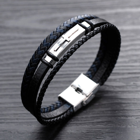 Men&#039;s Leather Bracelets Versatile Multi-layer Braided Leather Bracelets