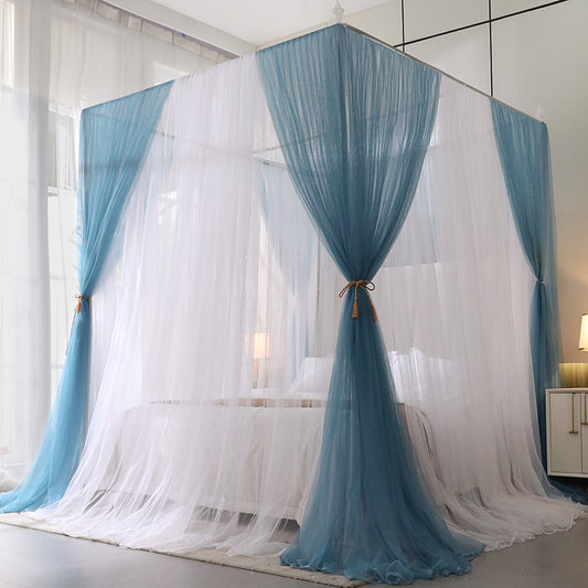 Three-door Palace Mosquito Net Double Princess Wind Floor Bracket 1.5m/1.8m Bed 2 M Bed Encryption Padded Bed Curtain