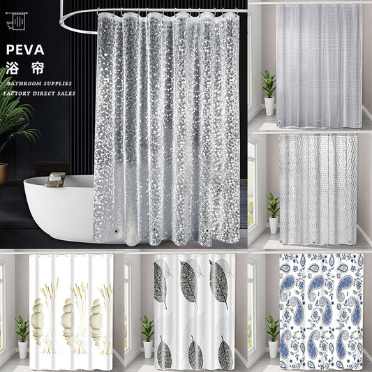 Spot Wholesale PEVA Thickened Shower Curtain Bathroom Bath Curtain Shower Curtain Factory Foreign Trade Cross-border Supply