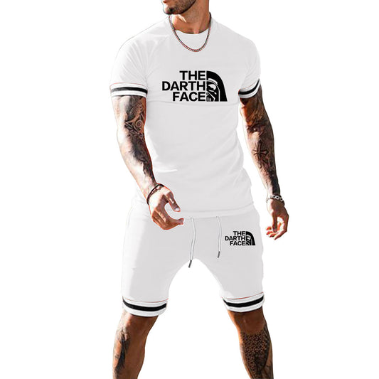 Foreign Trade Style Summer Men's Short-sleeved T-shirt Shorts Casual Sportswear Two-piece Set T-shirt Shorts Printed Two-piece Set