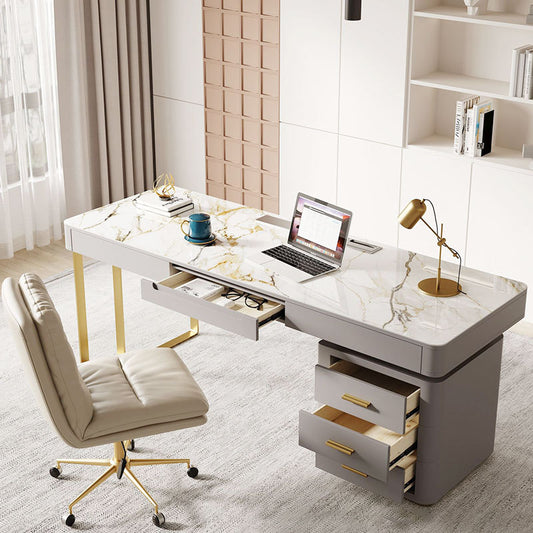 Light Luxury Rock Board Desk Light Luxury Modern Simple Office Home Boss Table Designer Computer Desk And Chair Writing Desk