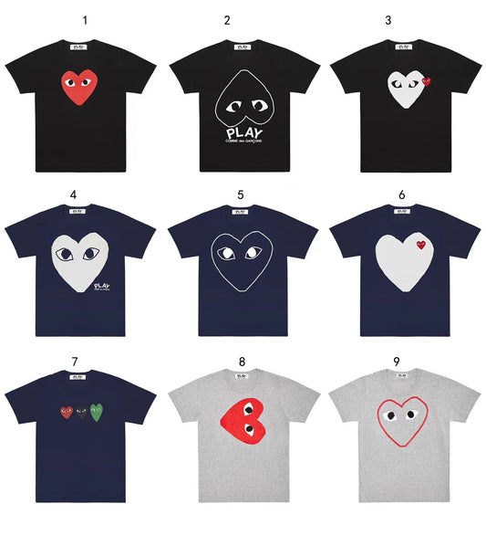 PLAY Letter CDG Simple Symbol Love Embroidery Men's And Women's Round Neck Short Sleeve T-shirt