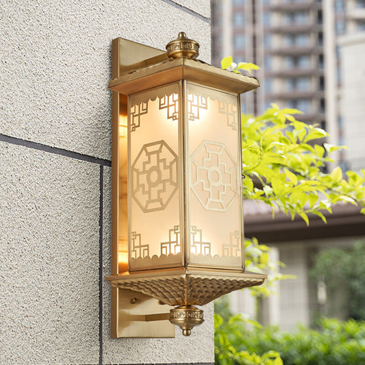 All Copper New Chinese Solar Wall Lamp Outdoor Waterproof Villa Mansion Door Post Exterior Wall Courtyard Wall Fence Lamp